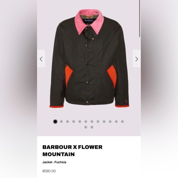 NWT BARBOUR X FLOWER MOUNTAIN Jacket in Black/ Fuchsia - Picture 5 of 16